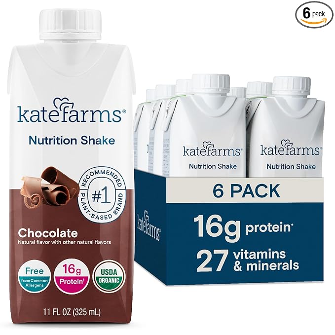 6 Pack,KATE FARMS Organic Nutrition Shake, Chocolate