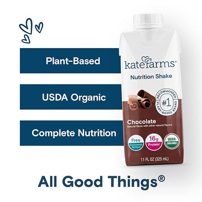 6 Pack,KATE FARMS Organic Nutrition Shake, Chocolate